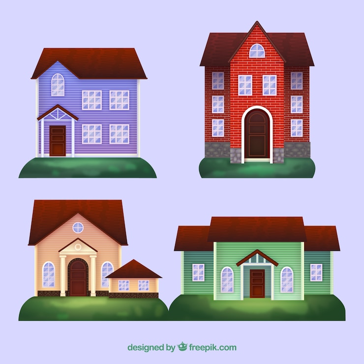 Miễn phí Vector bộ sưu tập những ngôi nhà đầy màu sắc