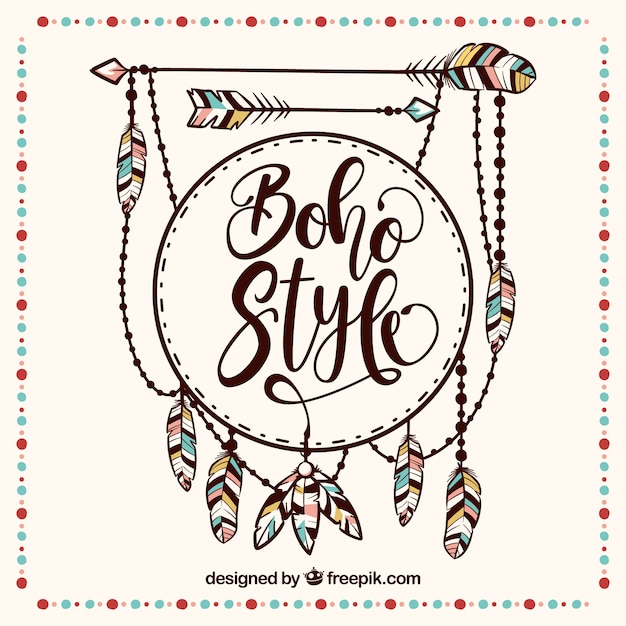 boho background with hand drawn style