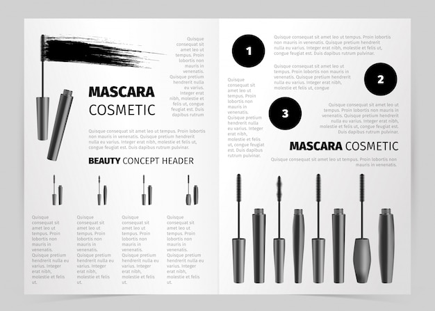 booklet with realistic vector mascara objects