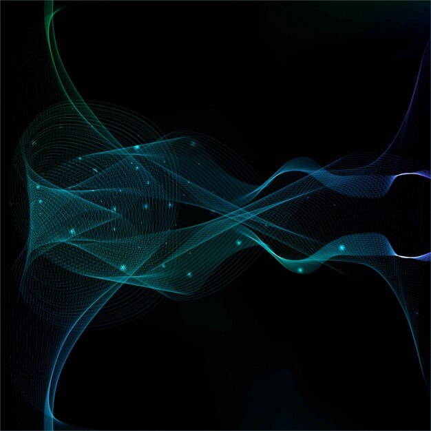 Bright wavy lines on a black background