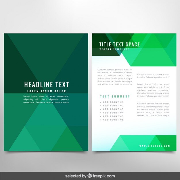 Brochure with green triangles