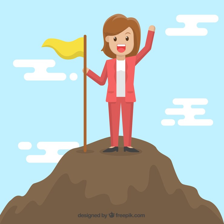 Miễn phí Vector business woman character on the top