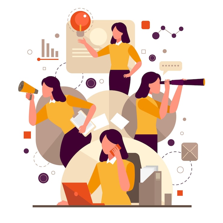 Miễn phí Vector businesswoman doing multitask activities