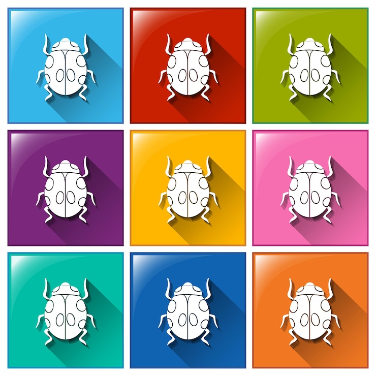 Miễn phí Vector buttons with beetles