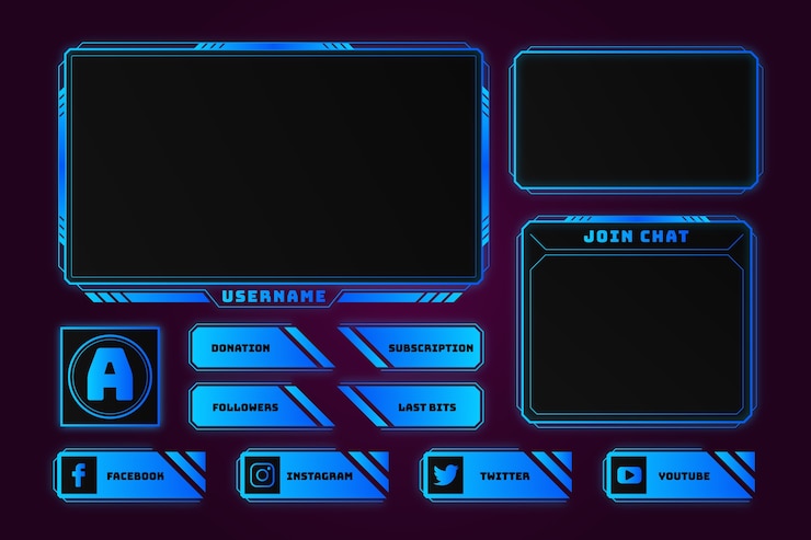 Miễn phí Vector các panel nền tảng twitch gradient