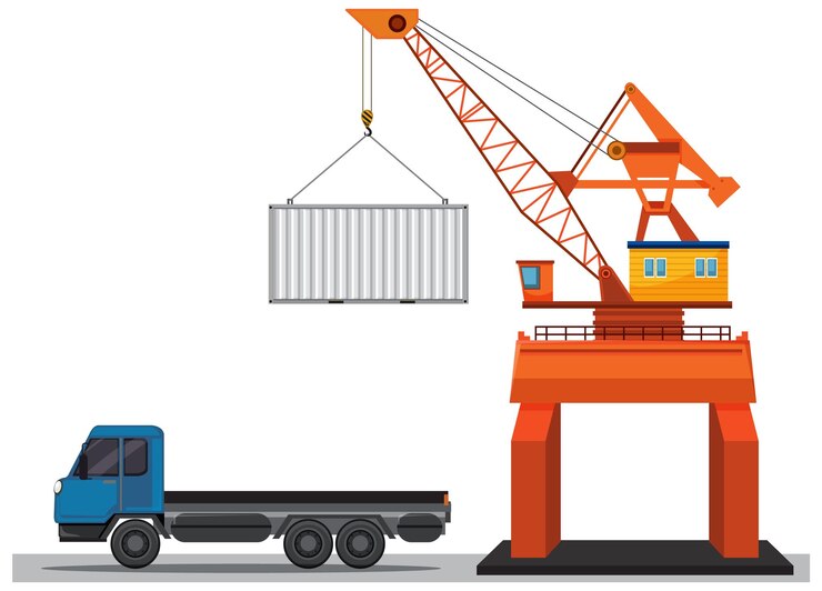 Miễn phí Vector cargo loading with crane and truck