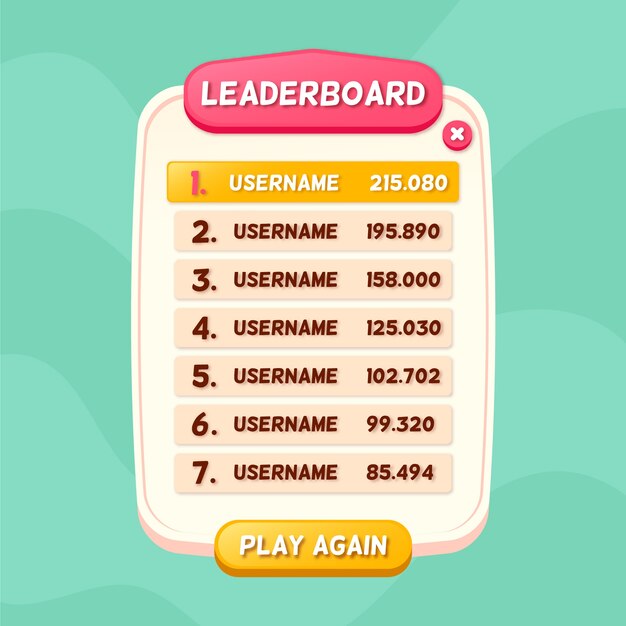 Cartoon leaderboard template