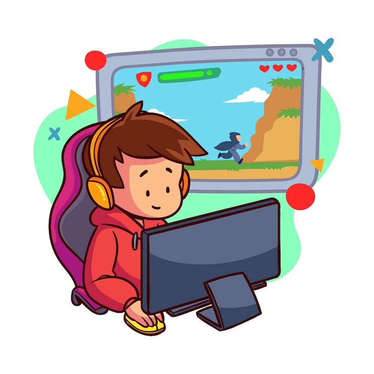 Miễn phí Vector character playing online video games