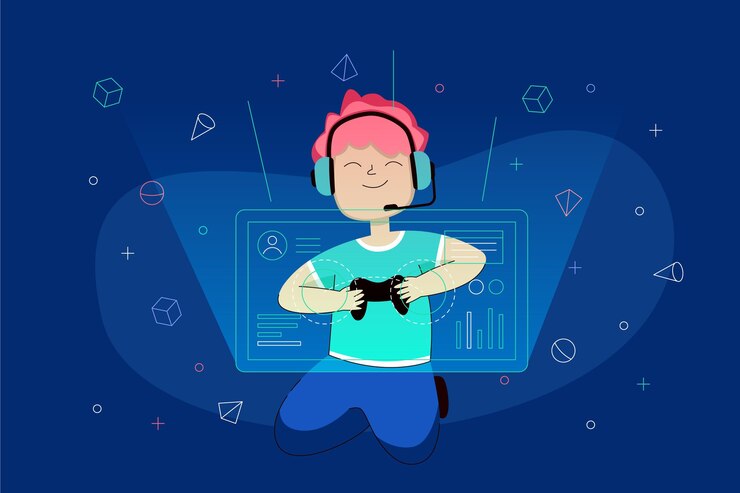 Miễn phí Vector character playing videogame