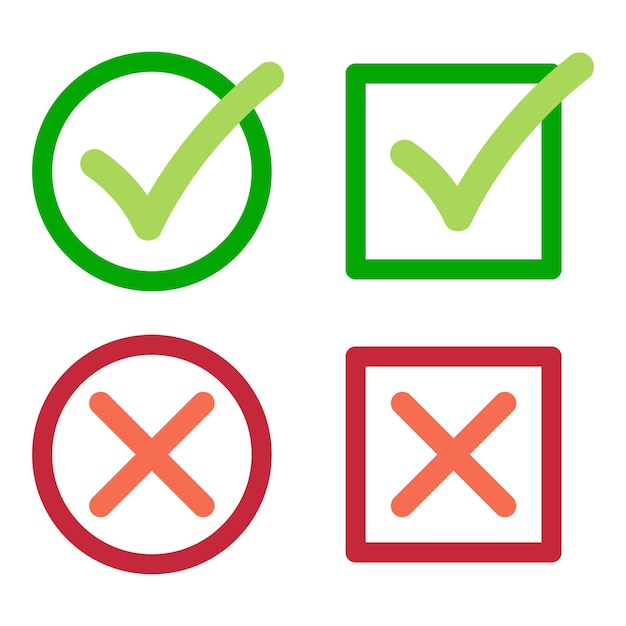 Check And Cross Marks Circles And Squares Set