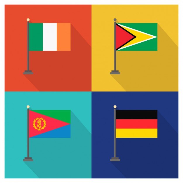 Miễn phí Vector cờ của ireland, guyana, eritrea và đức