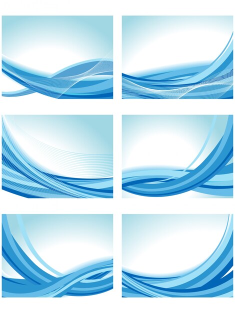 Collection of blue wavy backgrounds