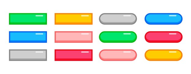 collection of colorful app button icon with blank space