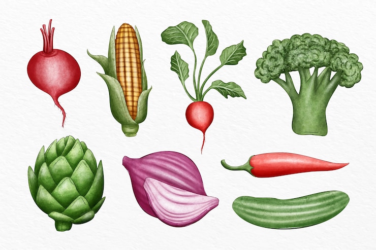 Miễn phí Vector collection of different vegetables illustrated