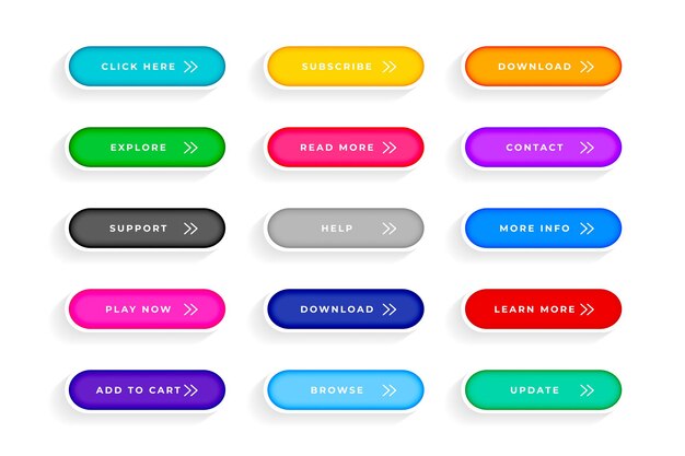 collection of empty application button element sign design