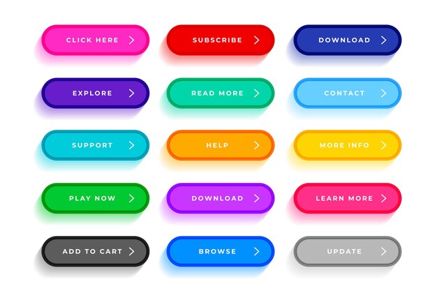 collection of empty download web button sign design vector