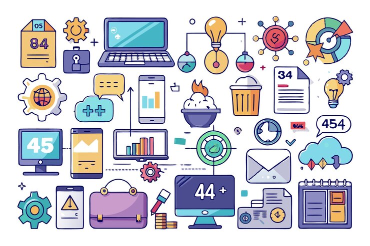 Miễn phí Vector colorful set of business and office related illustrations