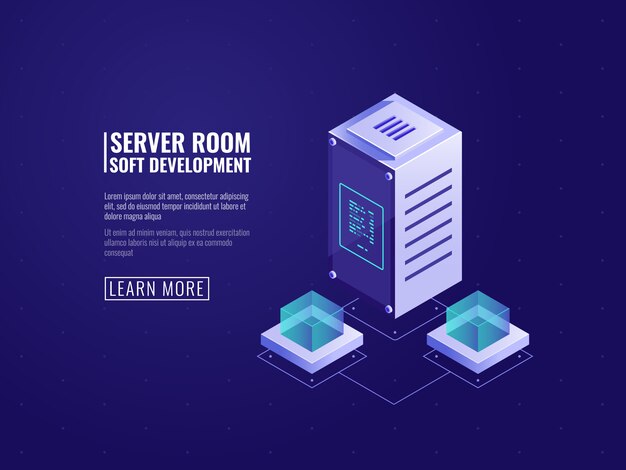 computer technology and data science concept, datacenter with database icon