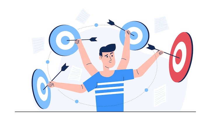 Miễn phí Vector concentration and focus on business goal or target, business goal solution concept