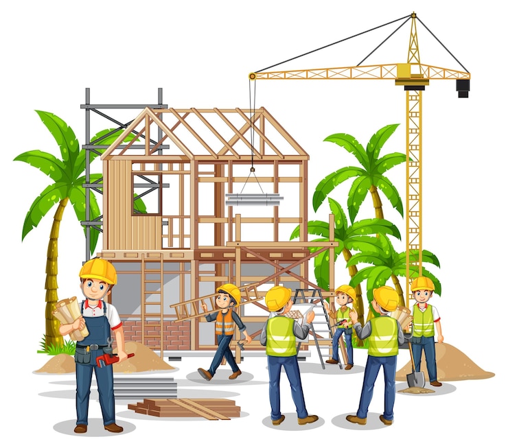 Miễn phí Vector công trường xây dựng biệt lập với công nhân