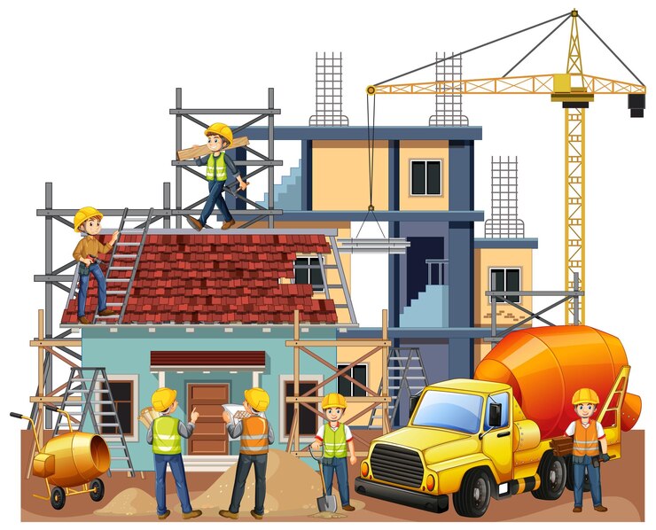 Miễn phí Vector công trường xây dựng biệt lập với công nhân