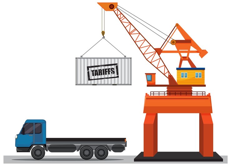 Miễn phí Vector crane lifting tariff container illustration