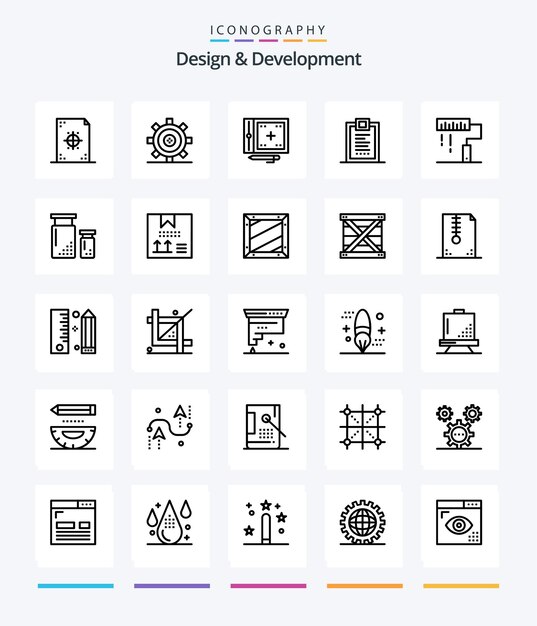 creative design development 25 outline icon pack such as delivery coding gear programing development