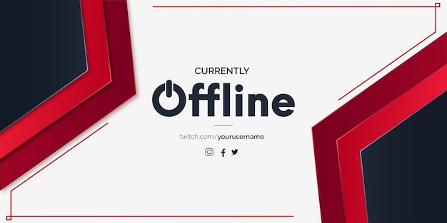 currently offline twitch design with abstract red shapes
