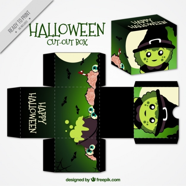 Miễn phí Vector cut out box with halloween witch 