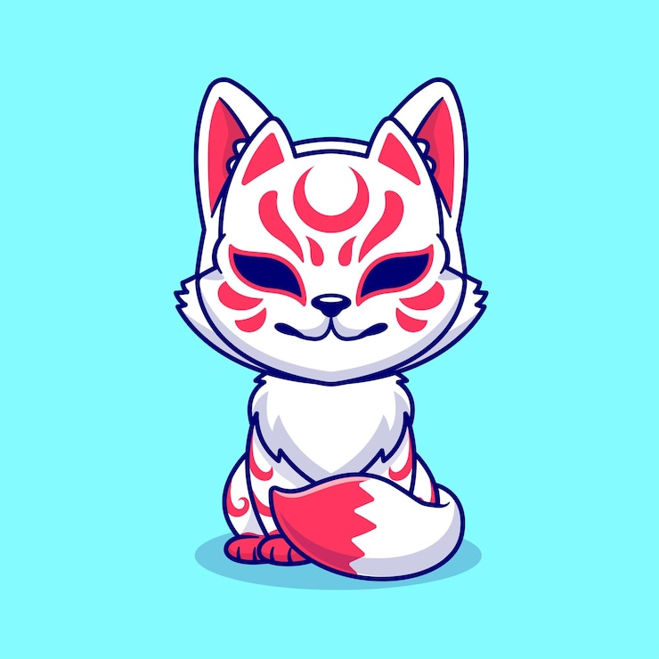 Miễn phí Vector cute fox kitsune sitting cartoon vector icon illustration animal holiday icon isolated flat vector