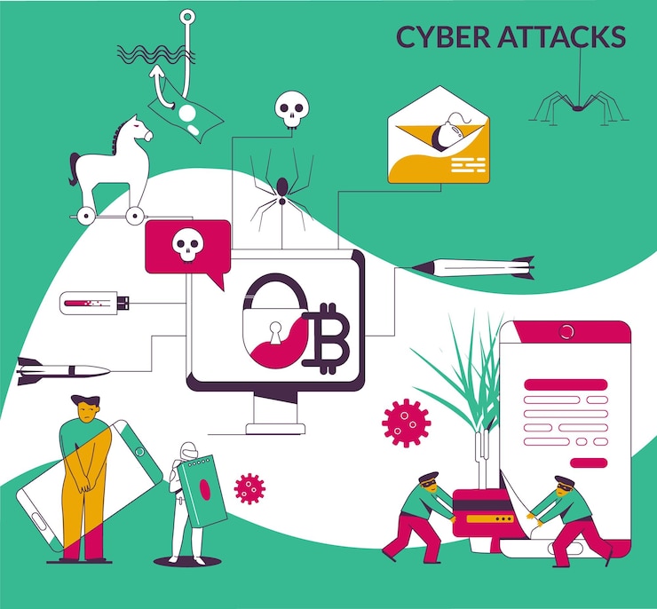 Miễn phí Vector cyber attacks flat illustration