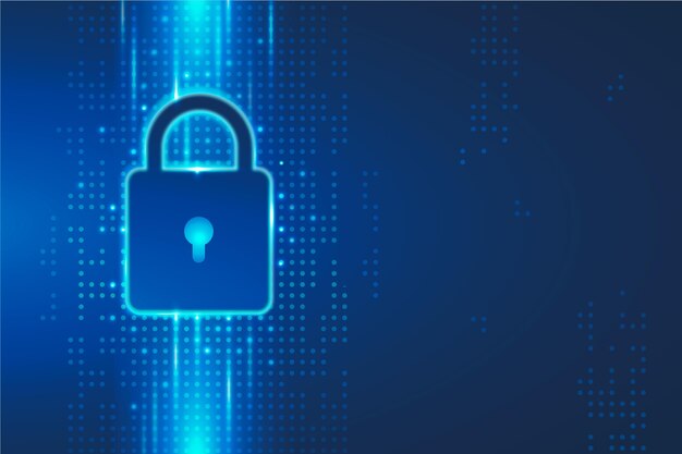 Cyber security with digital padlock