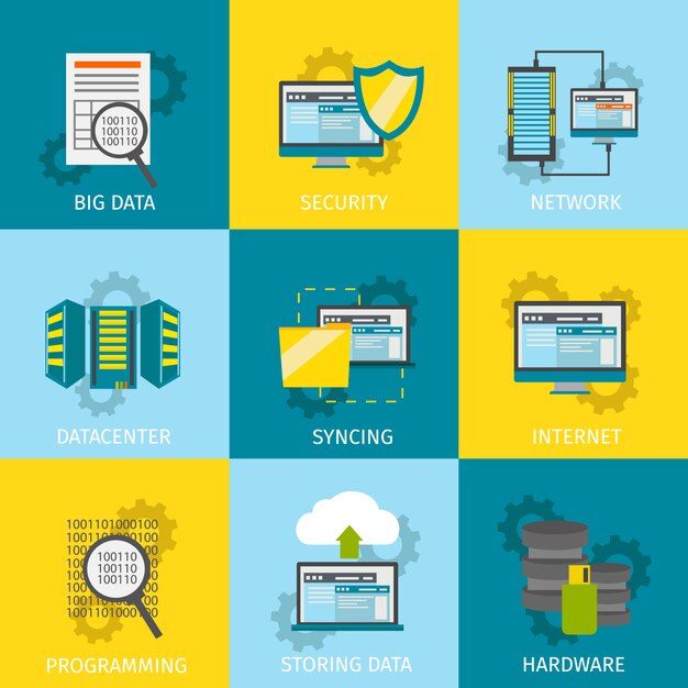 datacenter line icon set