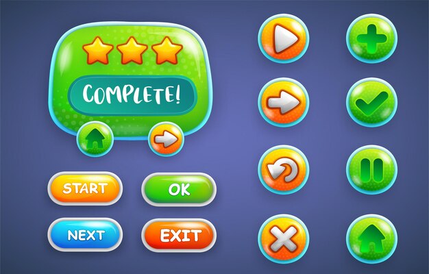 design for complete set of level button game pop-up