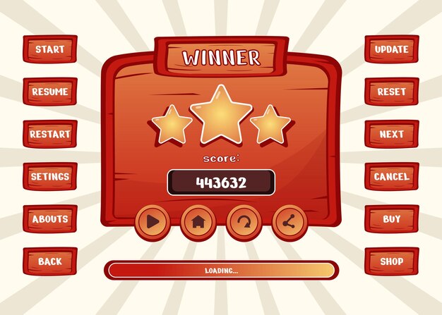 design for complete set of score button game pop-up, icon, window and elements for creating medieval rpg video games