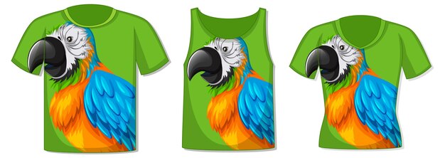 different types of tops with parrot bird pattern