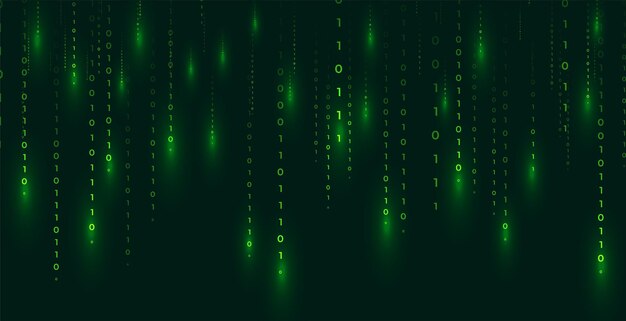 digital binary code matrix banner with falling numbers design
