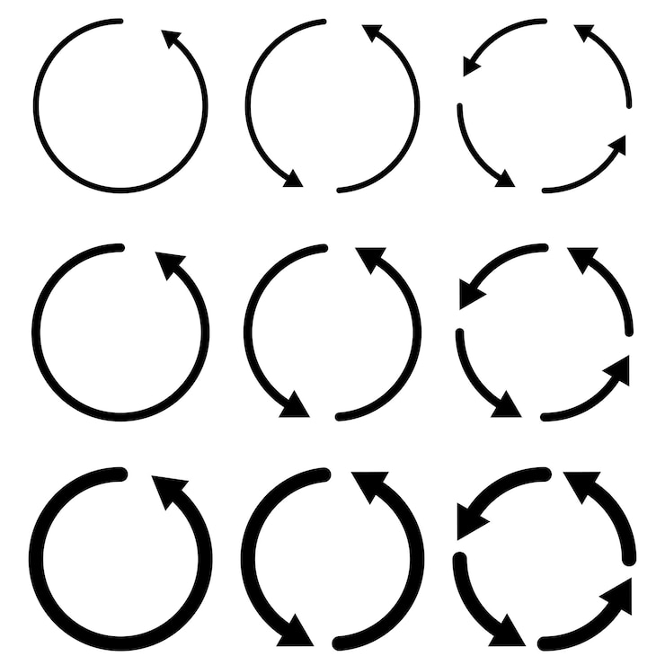 Miễn phí Vector doodle sync arrows set gradient colour