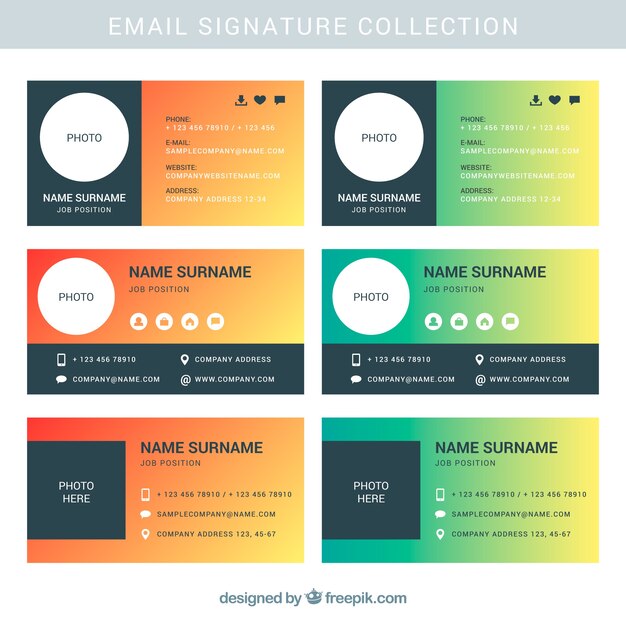 email signature collection in gradient style