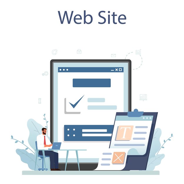 Employee efficiency online service or platform Business staff management for a productive day Human resources management Website Flat vector illustration