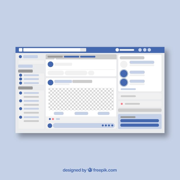 Facebook web interface with minimalist design