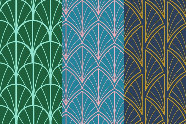 flat art deco pattern design collection