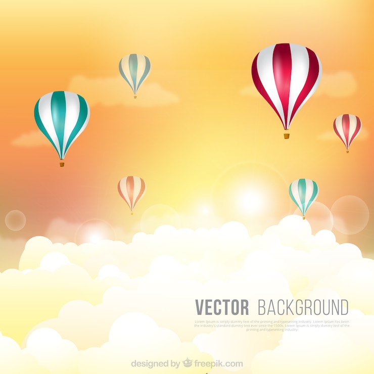 Miễn phí Vector flat background with hot air balloons