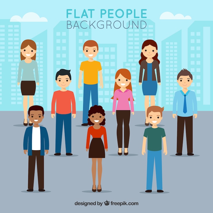 Miễn phí Vector flat background with people and the city