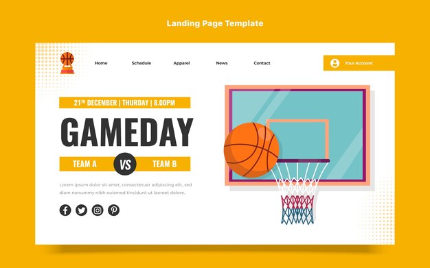 flat basketball landing page template