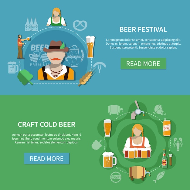 Flat Beer Banners Set