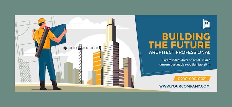 Miễn phí Vector flat design architecture development facebook cover