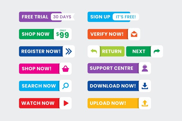 Flat design call to action buttons