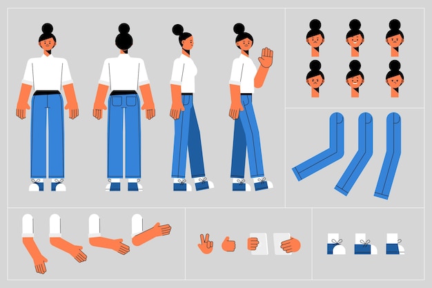 Flat design character animation frames