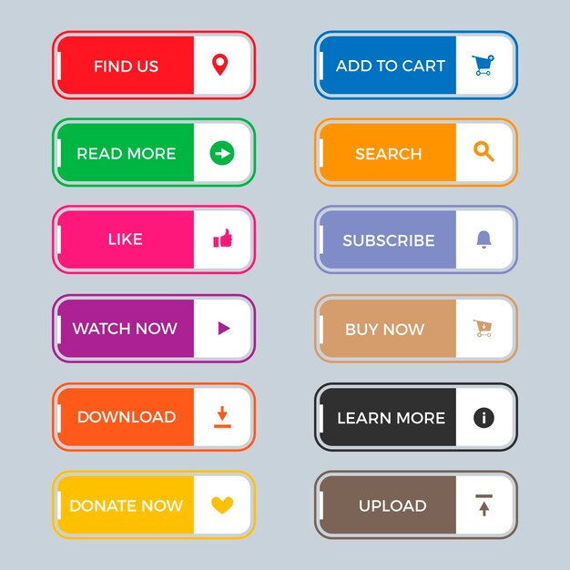 Flat design cta button collection